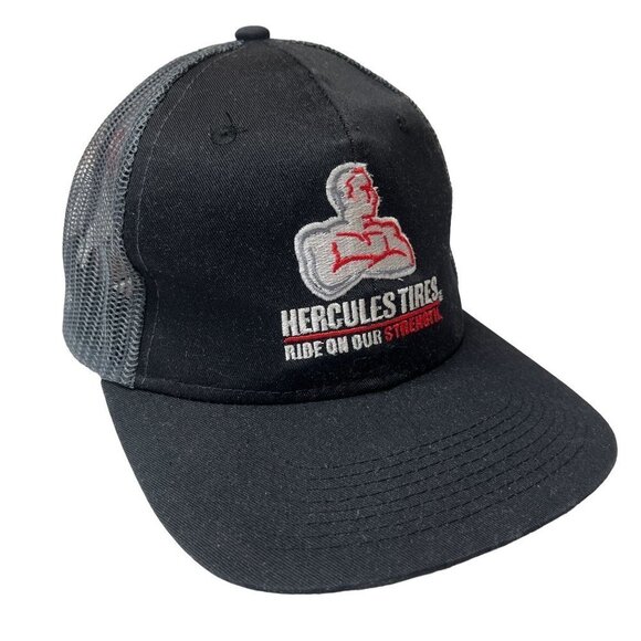 HTT Baseball Hat Cap Unisex‎ Black Strap Back Hercules Tires Muscle Man - Picture 1 of 6